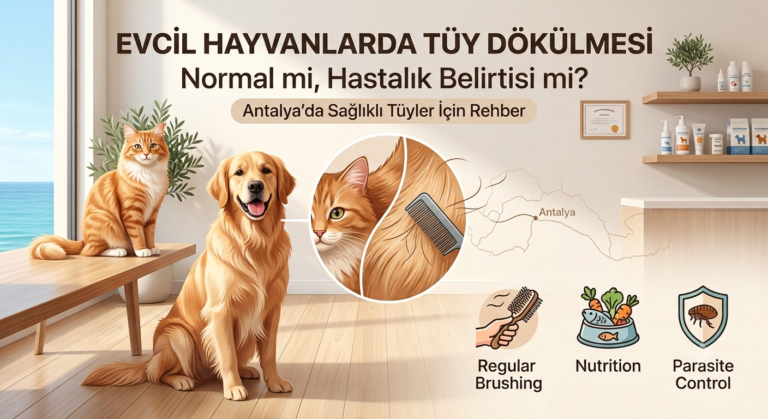 Kedim Tüy döküyor,köpeğim tüy döküyor diyen hasta sahipleri için Evcil hayvanlarda Tüy dökülmesi konulu yazının kapak görseli